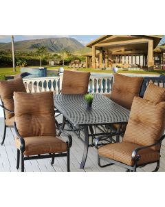 Tortuga Outdoor Patio 7pc Dining Set with Series 5000 42x84 Rectangle Table - Includes Cushions - Antique Bronze Finish