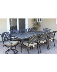 Heritage Outdoor Living Cast Aluminum Nassau 9pc Dining set with 42x60-84 Extendable Table - Antique Bronze