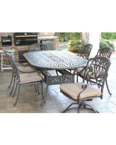 Elisabeth 7pc Patio Dining Set with 42x87 Oval Table Series 2000 Antique Bronze Finish