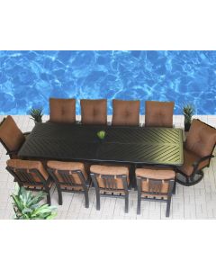 Barbados Outdoor Patio 11pc Dining Set with Series 4000 44 x 120 Rectangle Table - Includes Cushions - Antique Bronze Finish