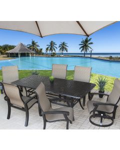 Barbados Sling Outdoor Patio 7pc Dining Set with Series 5000 42" x 84" Rectangle Table - Antique Bronze