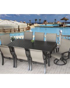 Barbados Sling Outdoor Patio 9pc Dining Set with Series 4000 44x86 Rectangle Table - Antique Bronze Finish