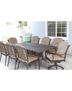 Flamingo Cast Aluminum 9pc Outdoor Patio Dining Set with 44x84 Rectangle Table - Antique Bronze