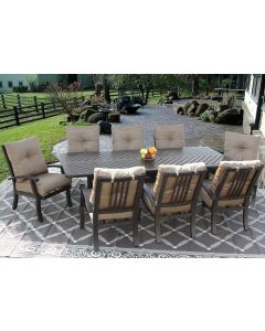Barbados Cushion Outdoor Patio 9pc Dining Set for 8 Person with 44x86 Rectangle Series 4000 Table - Antique Bronze Finish