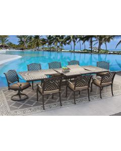 Nassau Outdoor Patio 9pc Dining Set with 48x84-132 Inch Extendable Table Series 6000 