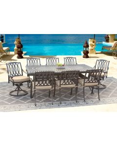San Marcos Outdoor Patio 9pc Dining Set with 48x84-132 Inch Extendable Table Series 6000 