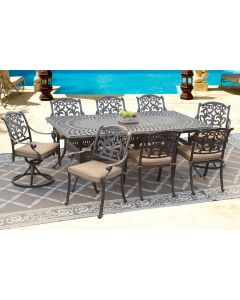 Flamingo Outdoor Patio 9pc Dining Set with 48x84-132 Inch Extendable Table Series 6000 
