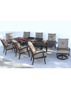 Barbados Cushion Patio 9pc Dining Set 44X130 Extendable Table Series 4000