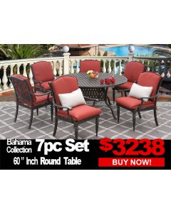 Patio Furniture Sale: Bahama 7 Piece set with 60 inch Round Table For 6 Person