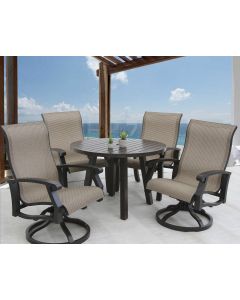 Barbados Sling Outdoor Patio 5pc Dining Set with 42 Inch Round Table Series 4000 