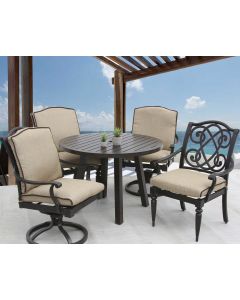 Bahama Outdoor Patio 5pc Dining Set with 42 Inch Round Table Series 4000 