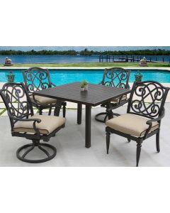 Bahama Outdoor Patio 5pc Dining Set with 44 Inch Square Table Series 4000 