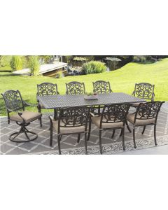 Flamingo Outdoor Patio 9pc Dining Set with 42x84 Inch Rectangle Table Series 5000 